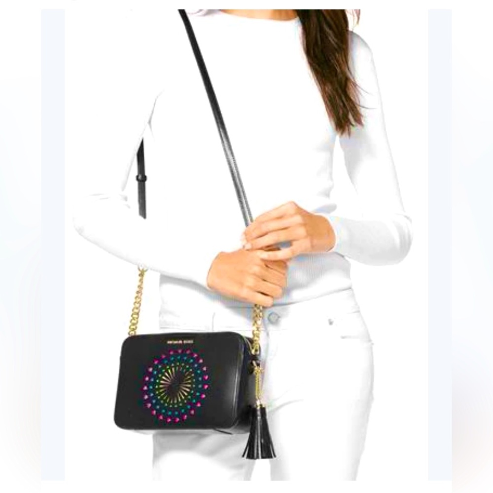MICHAEL Michael Kors Ginny Crossbody Light Up Camera Bag Black Leather $500 - Picture 6 of 16